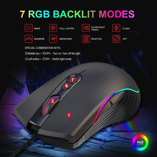 RGB Gaming Mouse Wired – Glowing LED Gamer Mouse