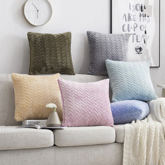 Cozy Flannel Throw Pillow Cover – Nordic Style Cushion Case for Couch & Sofa