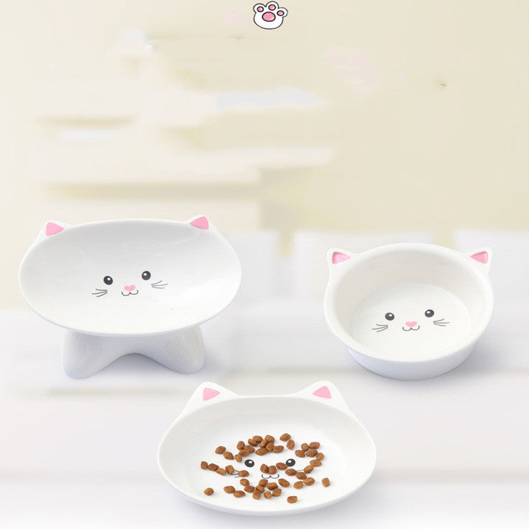 Anti-Slip Ceramic Cat Face Bowl – Cute Pet Food & Water Dish for Cats and Dogs