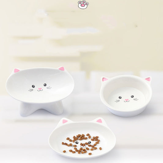 Anti-Slip Ceramic Cat Face Bowl – Cute Pet Food & Water Dish for Cats and Dogs