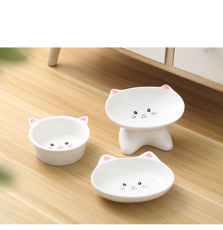 Anti-Slip Ceramic Cat Face Bowl – Cute Pet Food & Water Dish for Cats and Dogs
