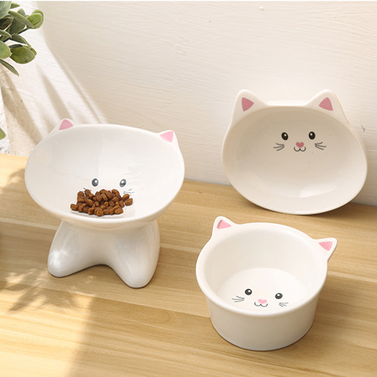 Anti-Slip Ceramic Cat Face Bowl – Cute Pet Food & Water Dish for Cats and Dogs