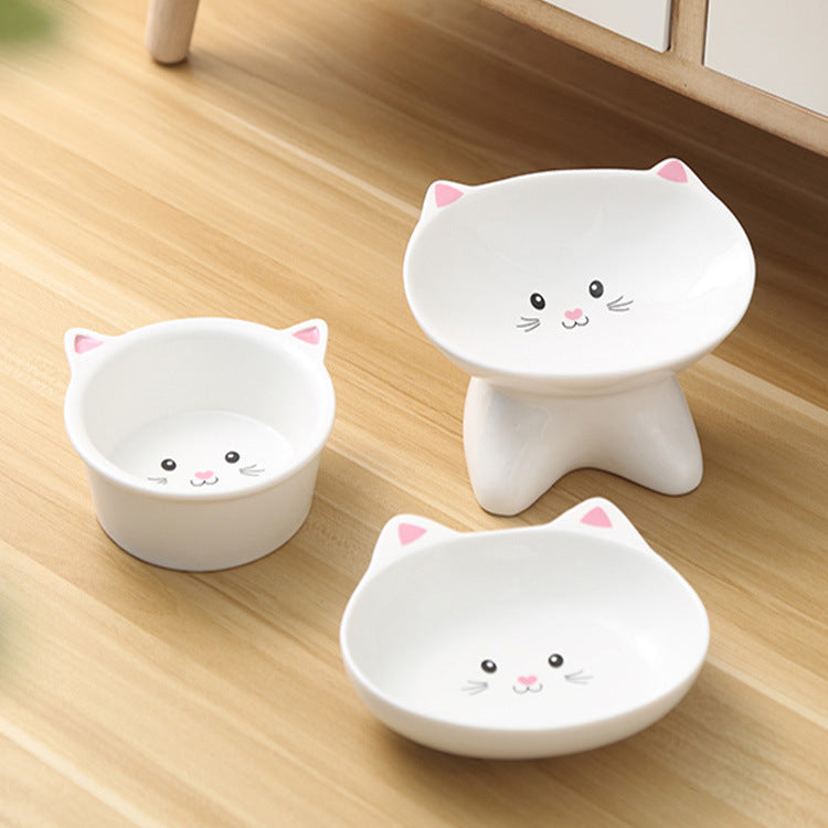 Anti-Slip Ceramic Cat Face Bowl – Cute Pet Food & Water Dish for Cats and Dogs