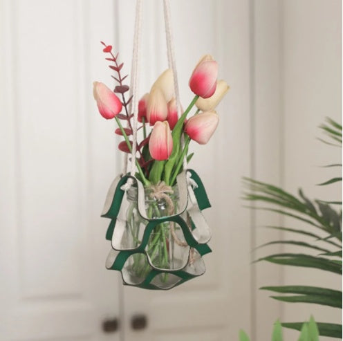 Charming Leather & Macramé Hanging Plant Basket