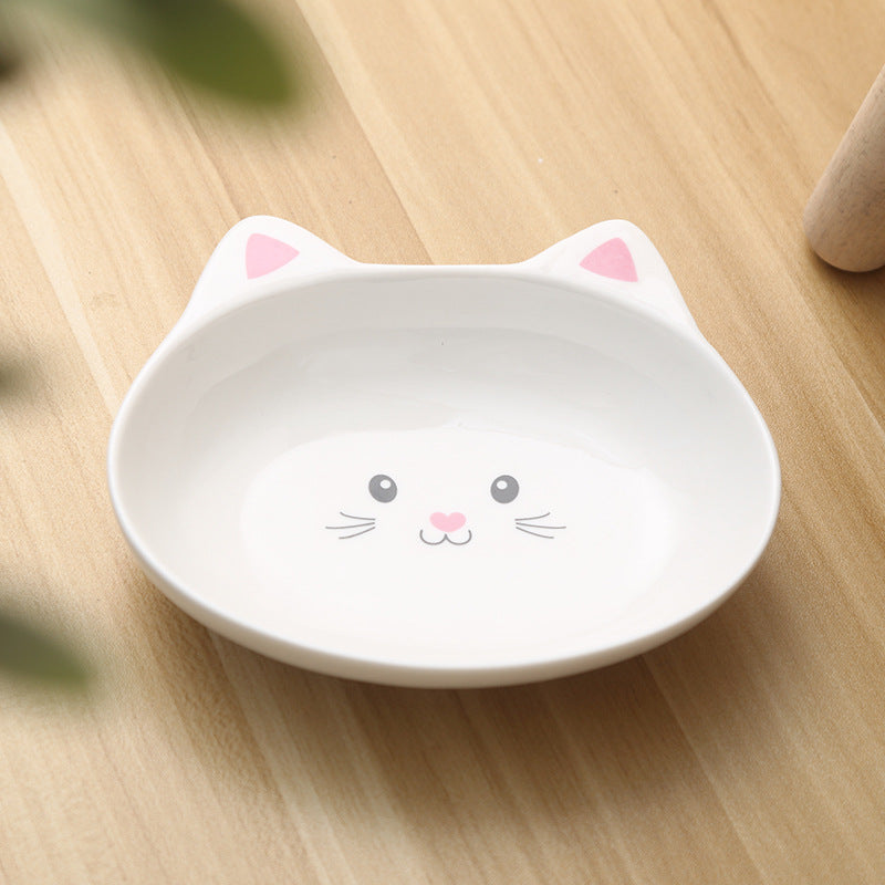 Anti-Slip Ceramic Cat Face Bowl – Cute Pet Food & Water Dish for Cats and Dogs