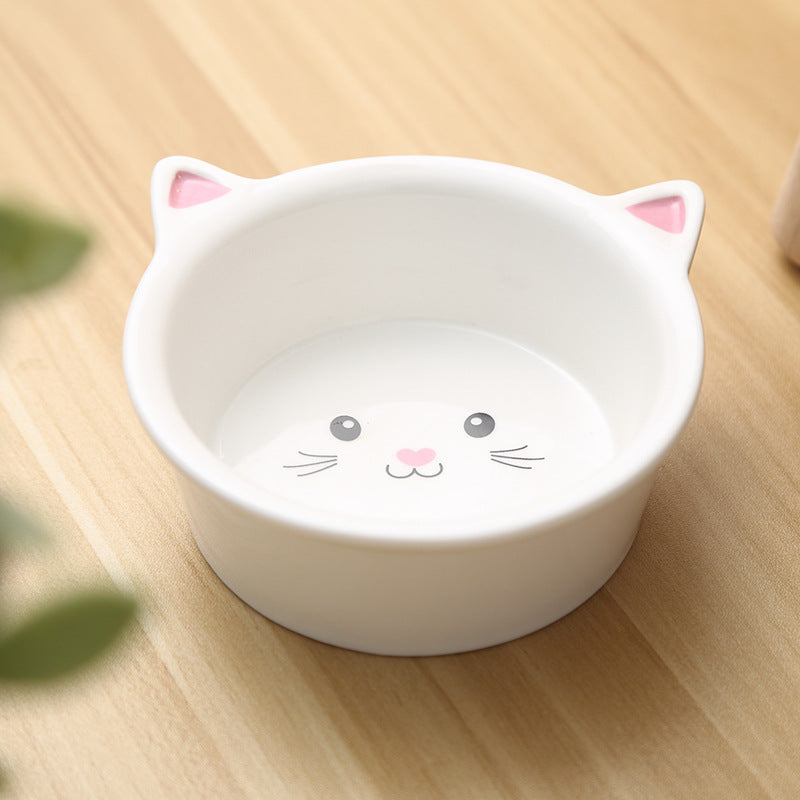 Anti-Slip Ceramic Cat Face Bowl – Cute Pet Food & Water Dish for Cats and Dogs