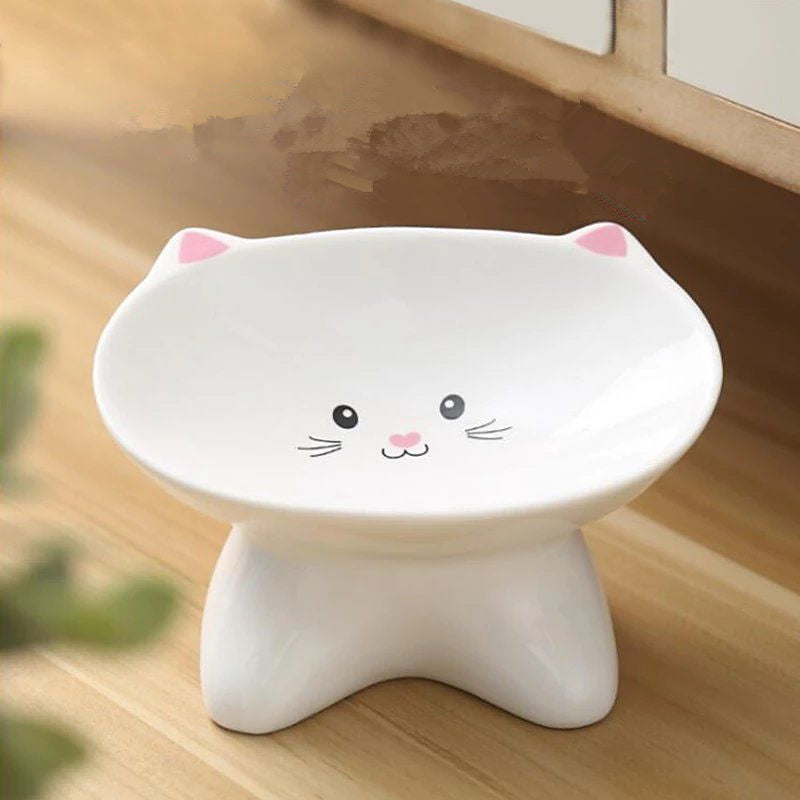 Anti-Slip Ceramic Cat Face Bowl – Cute Pet Food & Water Dish for Cats and Dogs