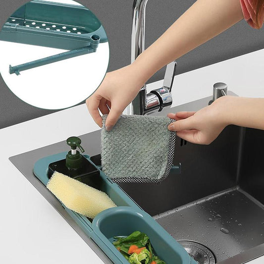 Expandable Sink Storage Basket – Adjustable Kitchen Organizer for Sponge & Soap