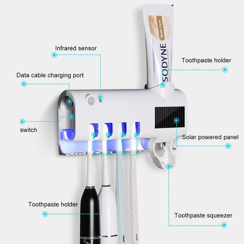 Smart UV Toothbrush Sterilizer & Holder – Automatic Toothpaste Dispenser Bathroom Organizer