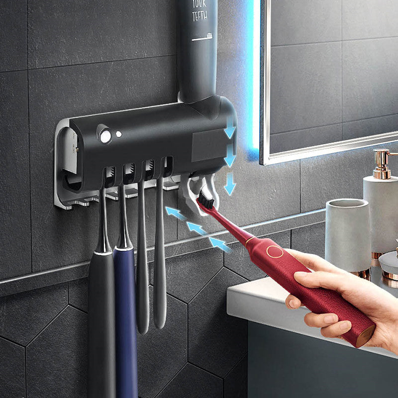 Smart UV Toothbrush Sterilizer & Holder – Automatic Toothpaste Dispenser Bathroom Organizer