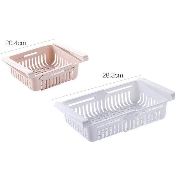 Space-Saving Fridge Storage Rack – Expandable Refrigerator Drawer Organizer Basket