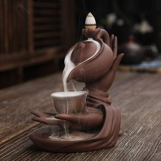Incense Burner Fountain – Backflow Waterfall Decor for Zen Home & Office