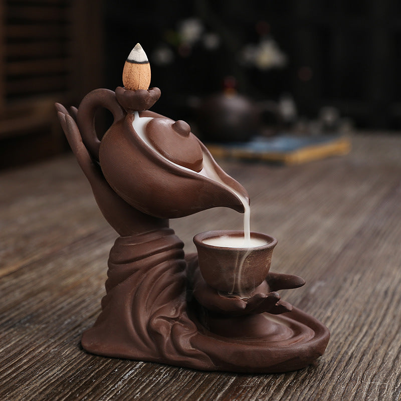 Incense Burner Fountain – Backflow Waterfall Decor for Zen Home & Office