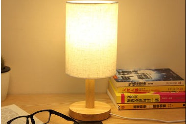 Wooden LED Table Lamp – USB Night Light for Bedroom & Living Room