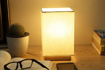 Wooden LED Table Lamp – USB Night Light for Bedroom & Living Room