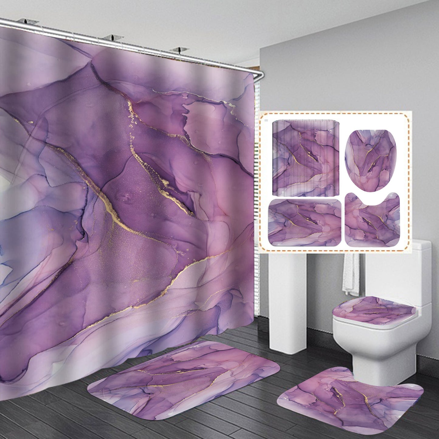 Designer 3D Art Shower Curtain & Bath Mat Set –  Modern Bathroom Decor