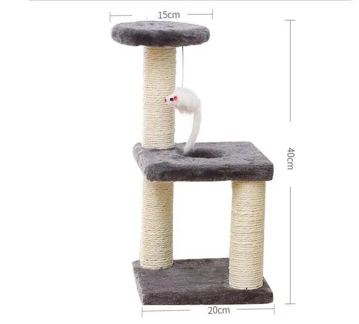 Interactive Cat Climbing Frame – Small Cat Tree with Sisal Scratching Post for Indoor Cats