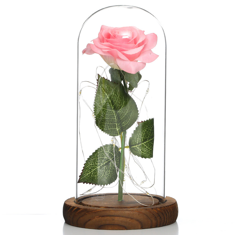 Glass Rose Lamp LED Night Light – Romantic Flower Table Lamp for Bedroom Home Decor