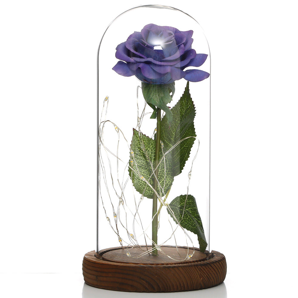 Glass Rose Lamp LED Night Light – Romantic Flower Table Lamp for Bedroom Home Decor