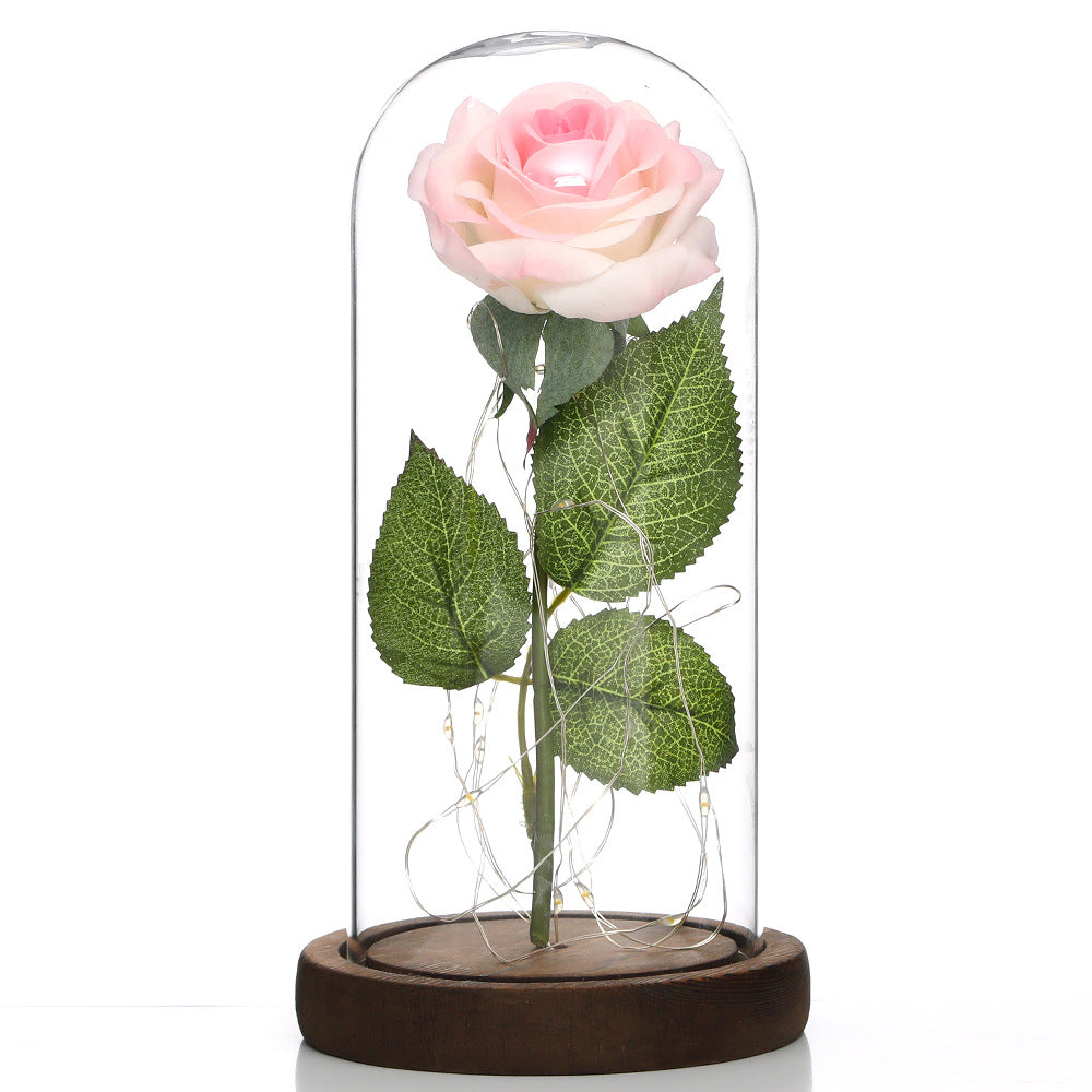 Glass Rose Lamp LED Night Light – Romantic Flower Table Lamp for Bedroom Home Decor