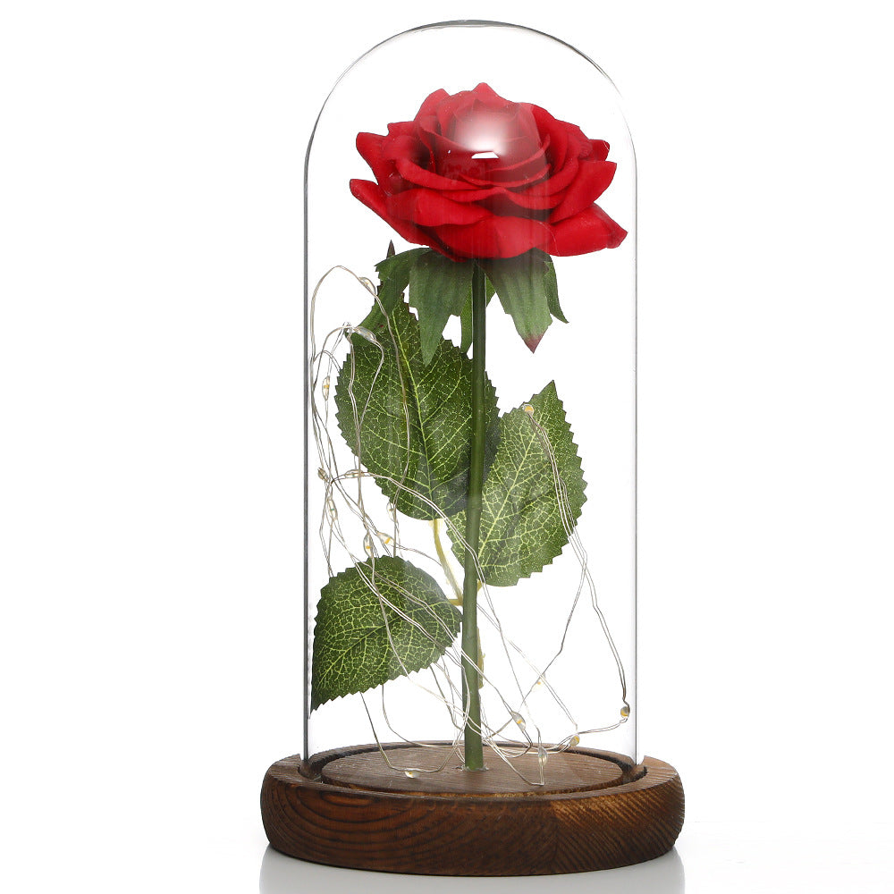 Glass Rose Lamp LED Night Light – Romantic Flower Table Lamp for Bedroom Home Decor