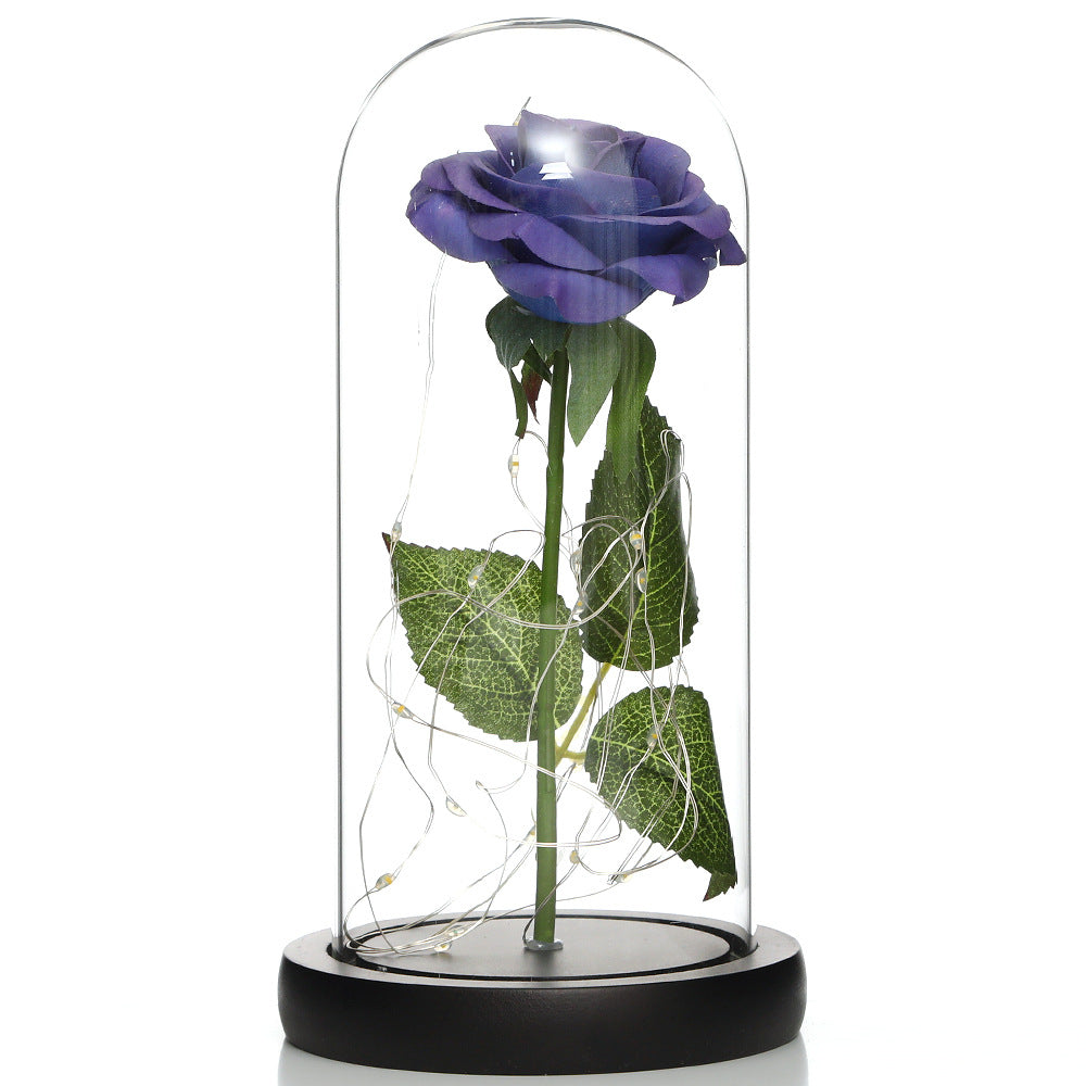 Glass Rose Lamp LED Night Light – Romantic Flower Table Lamp for Bedroom Home Decor