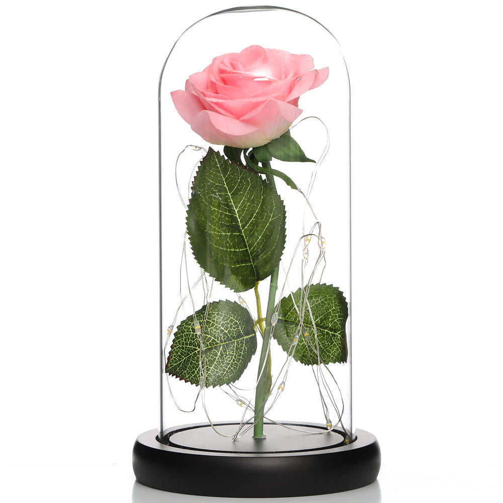 Glass Rose Lamp LED Night Light – Romantic Flower Table Lamp for Bedroom Home Decor