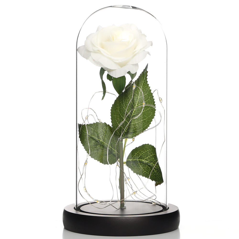 Glass Rose Lamp LED Night Light – Romantic Flower Table Lamp for Bedroom Home Decor