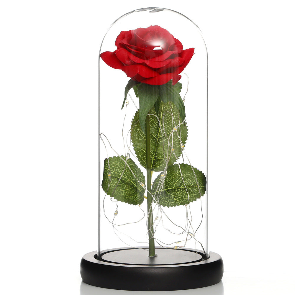 Glass Rose Lamp LED Night Light – Romantic Flower Table Lamp for Bedroom Home Decor