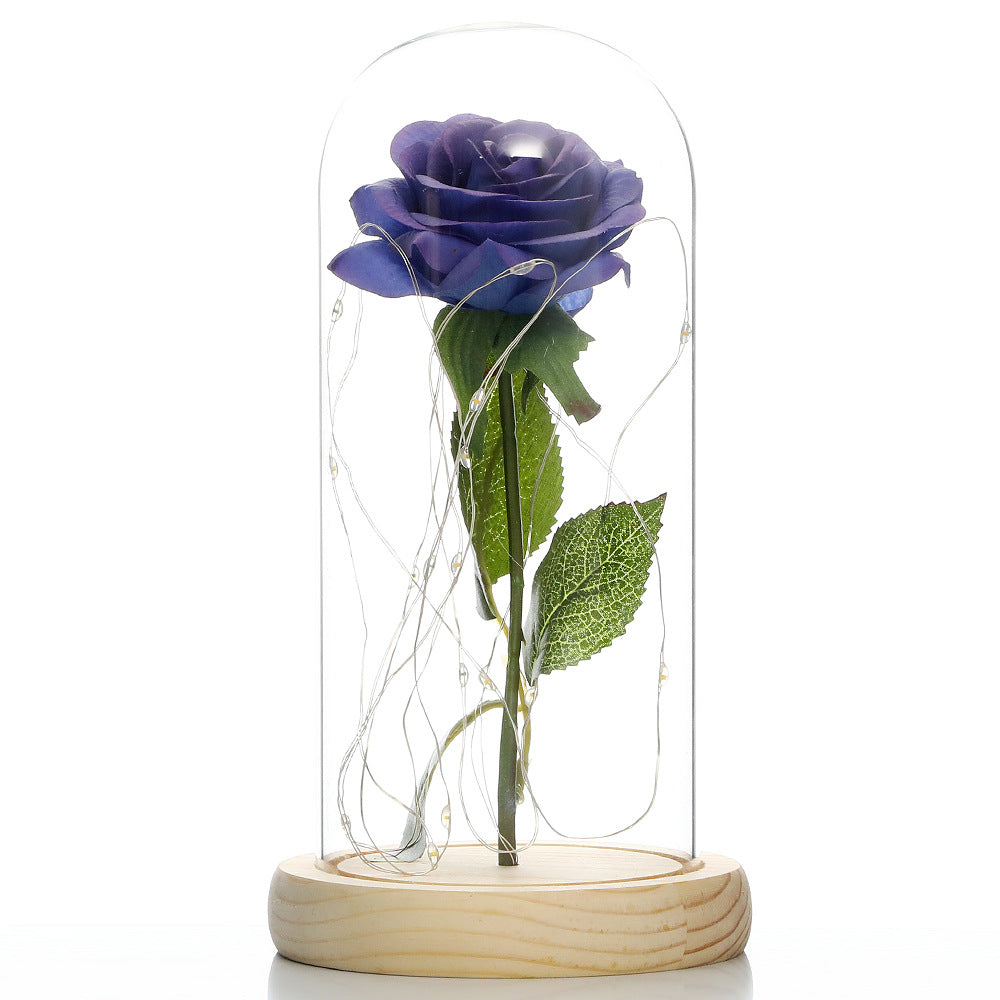 Glass Rose Lamp LED Night Light – Romantic Flower Table Lamp for Bedroom Home Decor