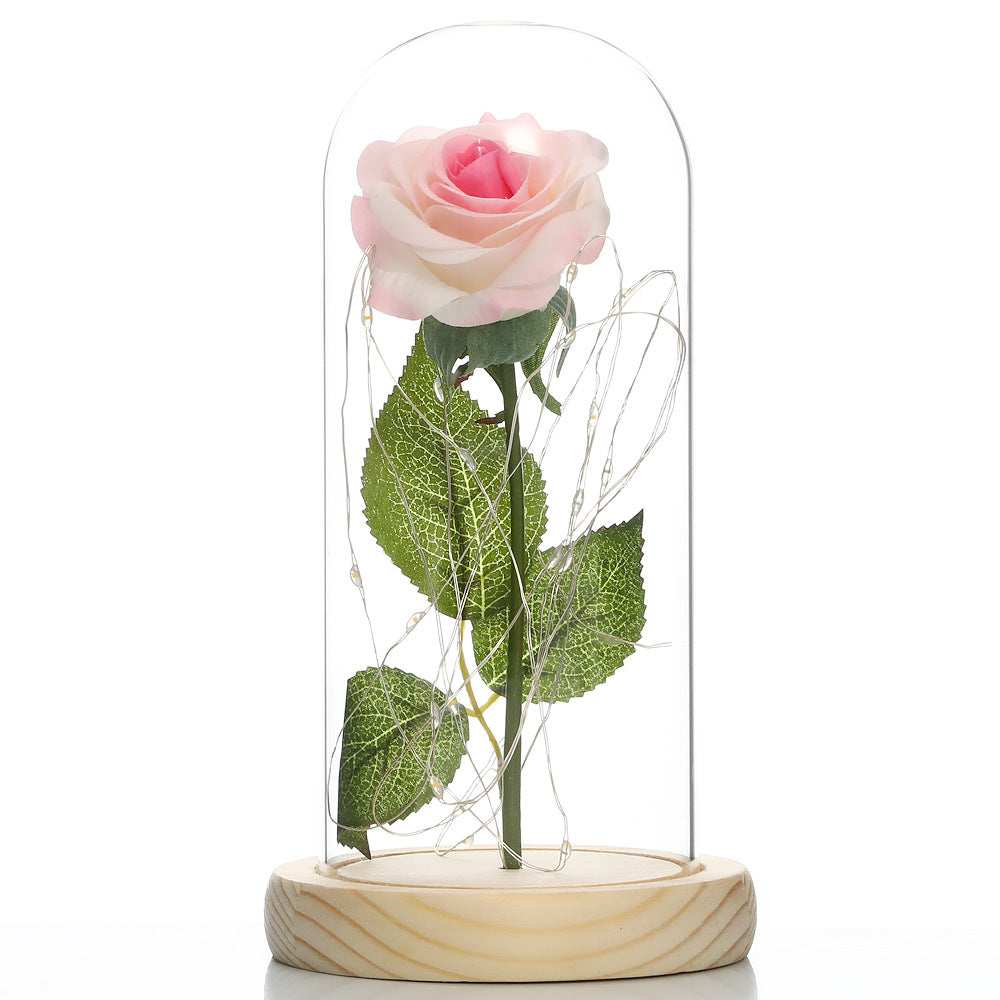 Glass Rose Lamp LED Night Light – Romantic Flower Table Lamp for Bedroom Home Decor