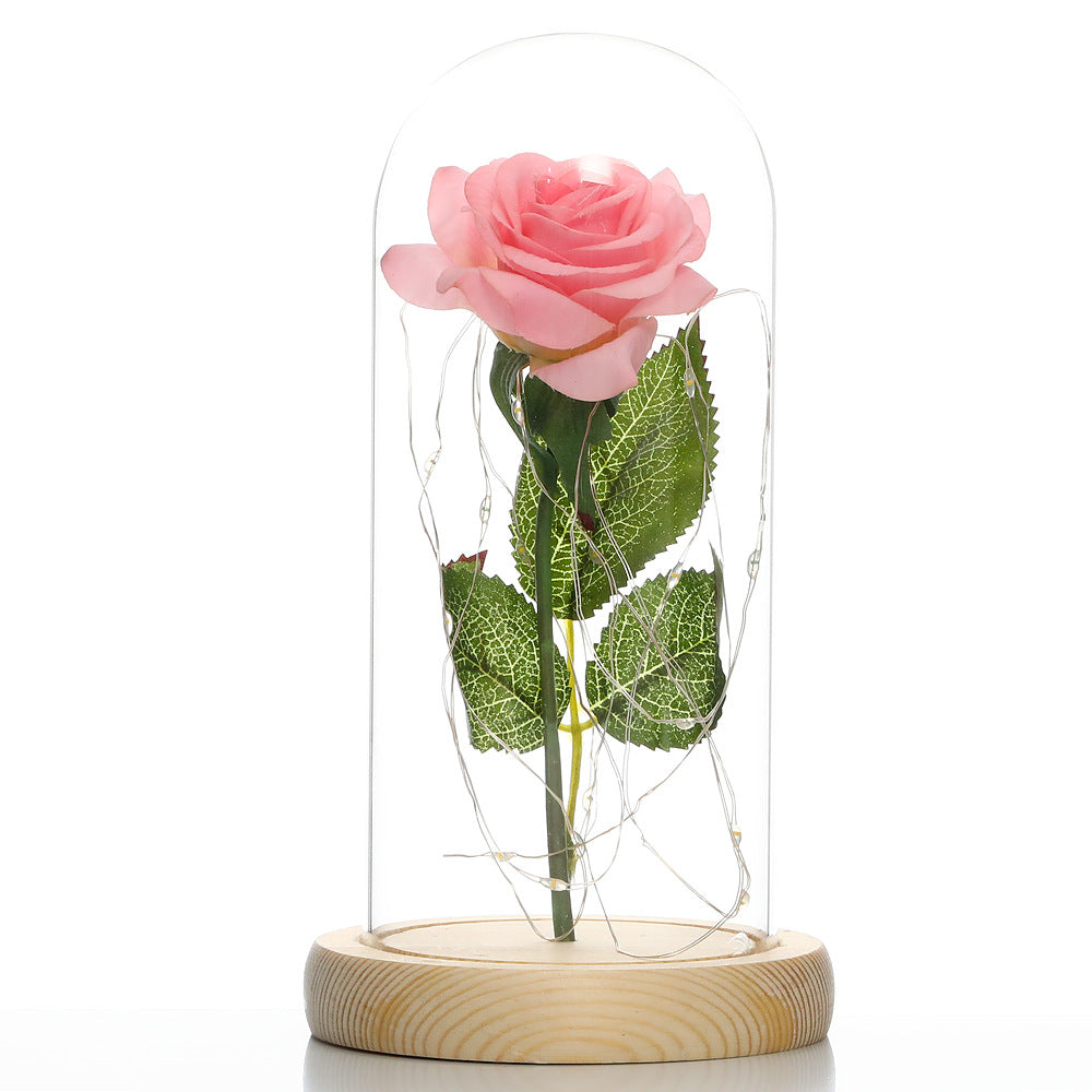 Glass Rose Lamp LED Night Light – Romantic Flower Table Lamp for Bedroom Home Decor