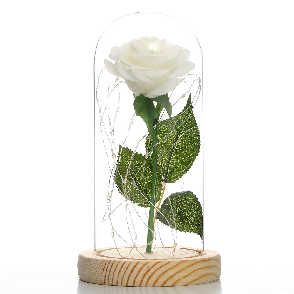 Glass Rose Lamp LED Night Light – Romantic Flower Table Lamp for Bedroom Home Decor