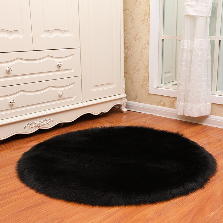 Cozy Faux Sheepskin Area Rug – Round Fluffy Carpet for Bedroom & Living Room