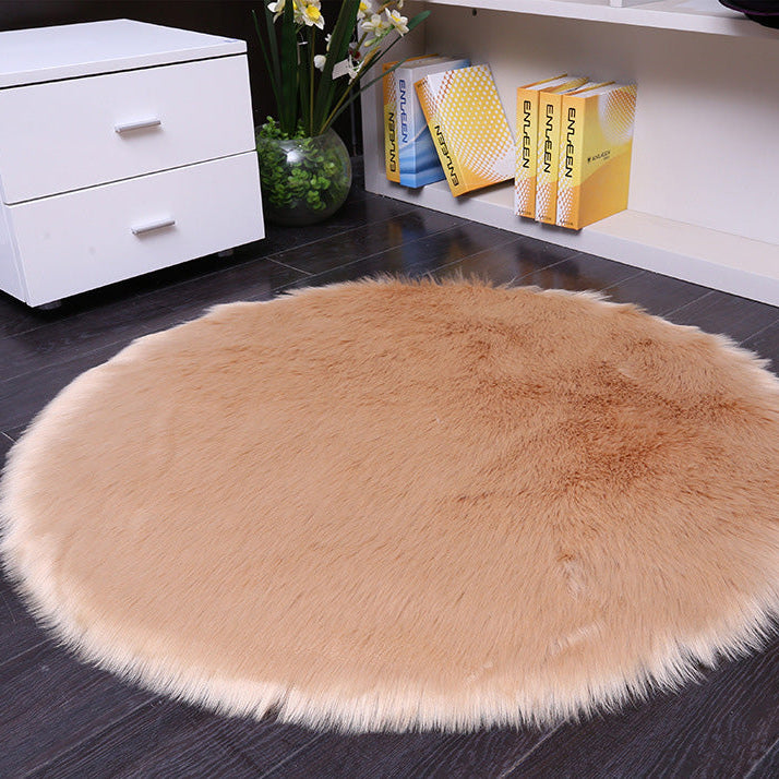Cozy Faux Sheepskin Area Rug – Round Fluffy Carpet for Bedroom & Living Room