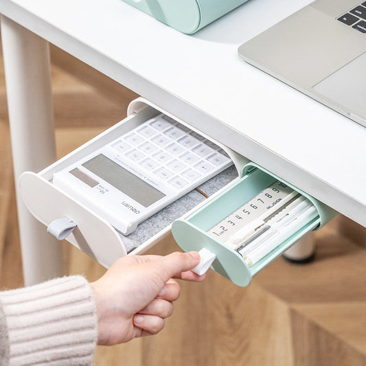 Hidden Desk Organizer Tray – Office Storage Box for Pens, Stationery & Gadgets