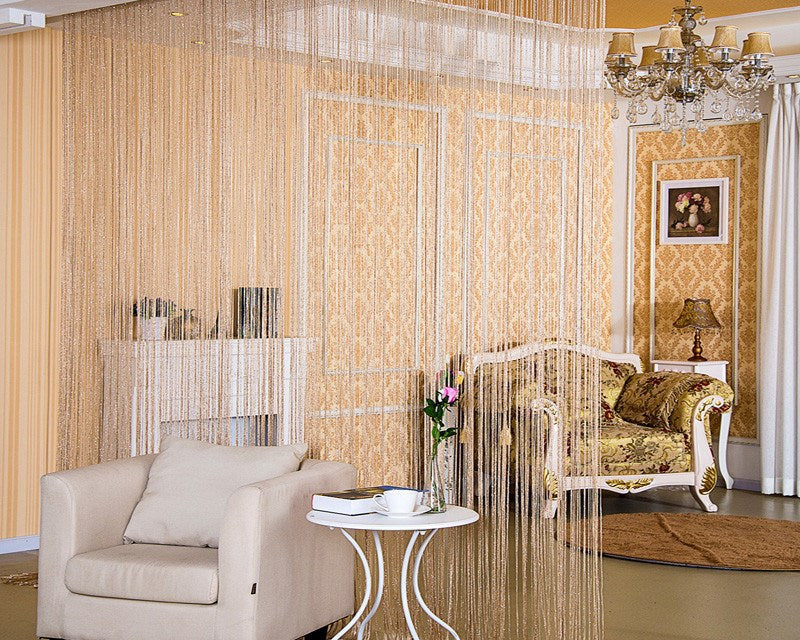 Room Divider Curtain – Silver String Door Curtain for Home Decor