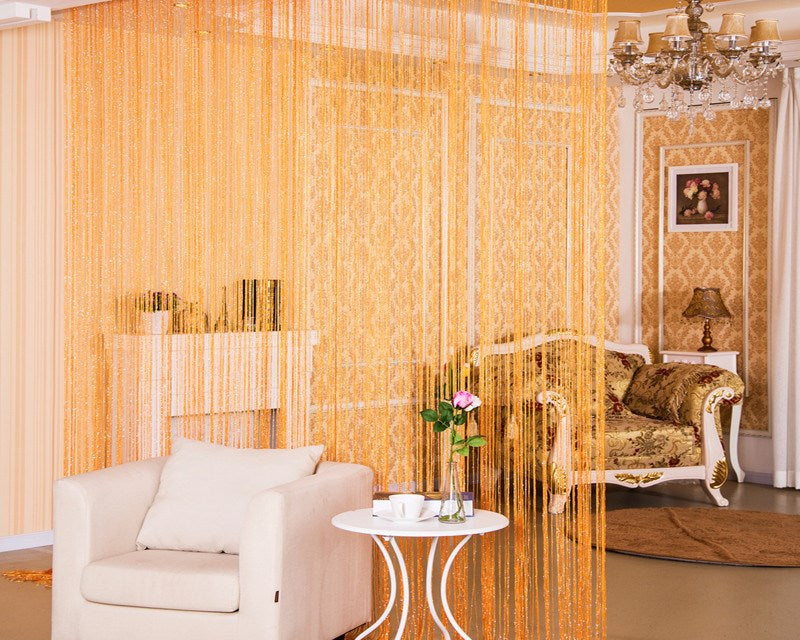 Room Divider Curtain – Silver String Door Curtain for Home Decor