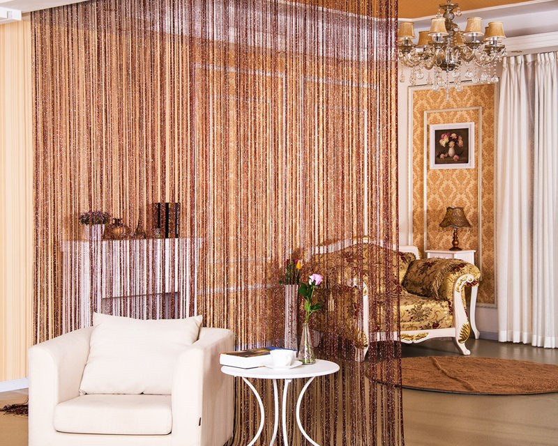 Room Divider Curtain – Silver String Door Curtain for Home Decor