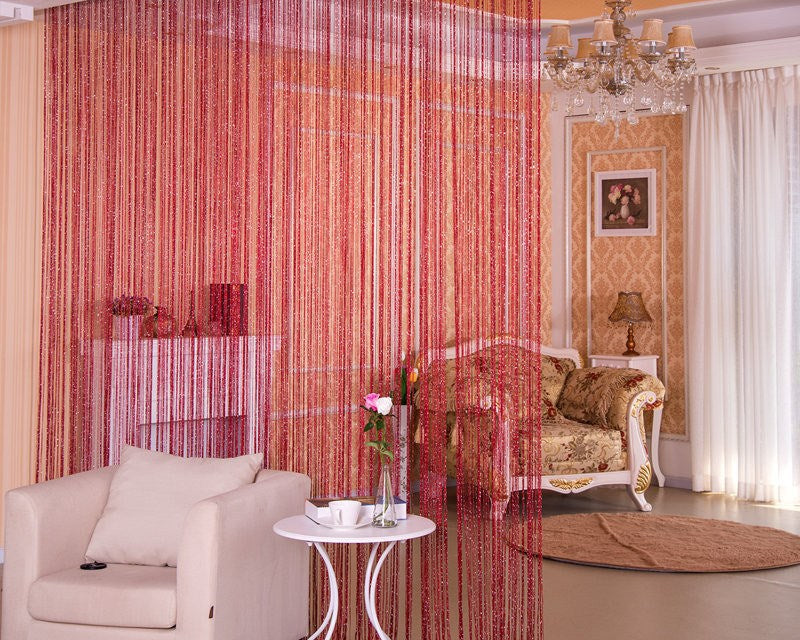 Room Divider Curtain – Silver String Door Curtain for Home Decor