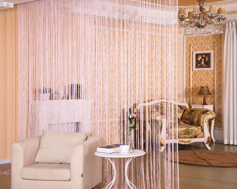 Room Divider Curtain – Silver String Door Curtain for Home Decor