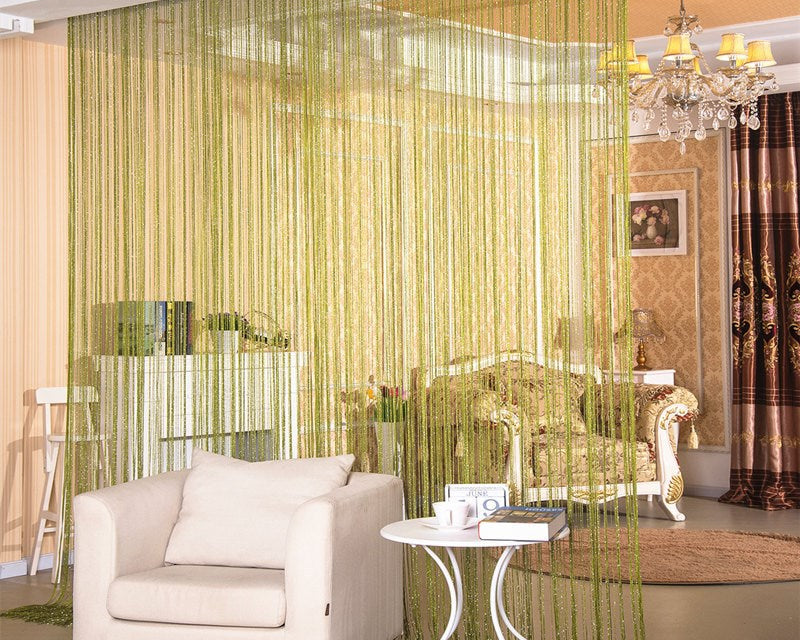 Room Divider Curtain – Silver String Door Curtain for Home Decor