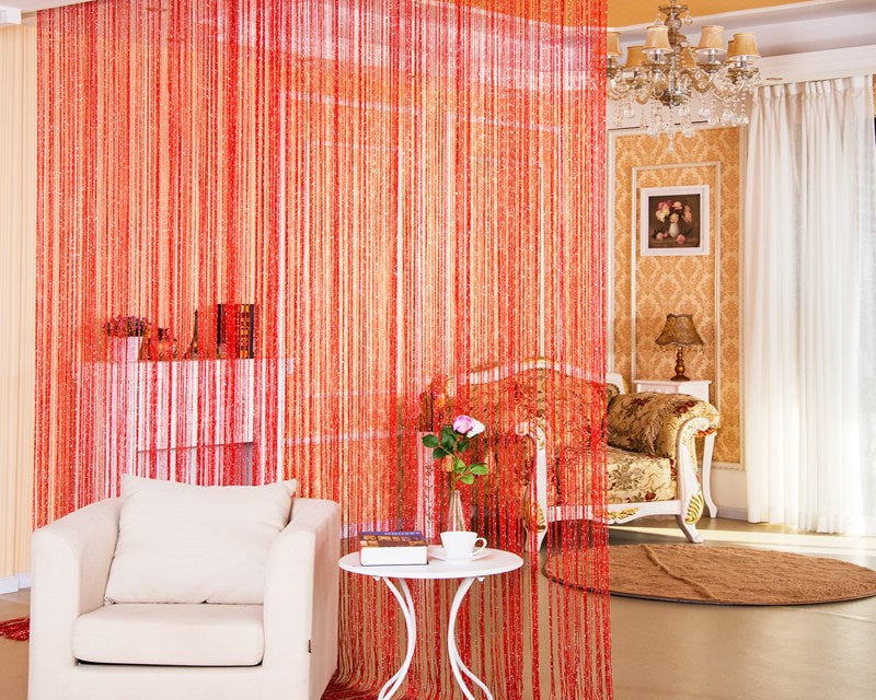 Room Divider Curtain – Silver String Door Curtain for Home Decor