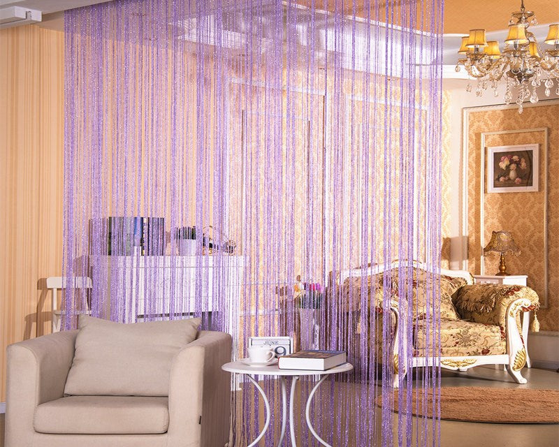 Room Divider Curtain – Silver String Door Curtain for Home Decor