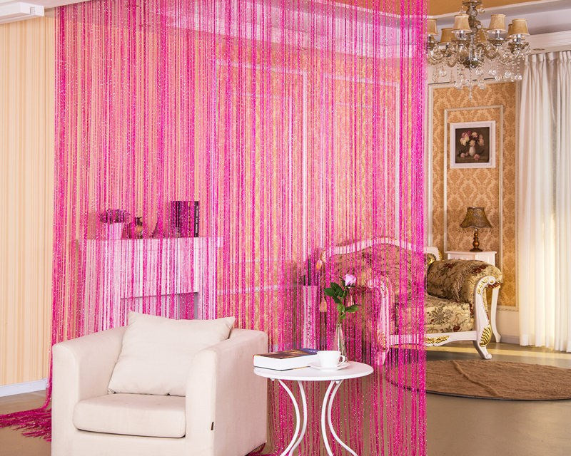 Room Divider Curtain – Silver String Door Curtain for Home Decor