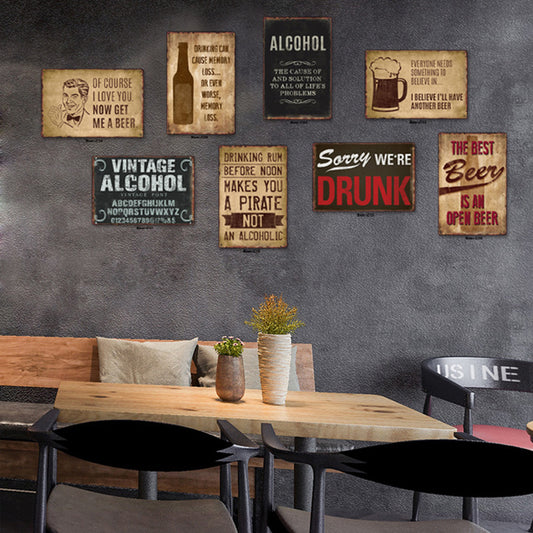 Rustic Tin Metal Wall Decor – Vintage Bar Wall Hanging Painting for Home Decoration