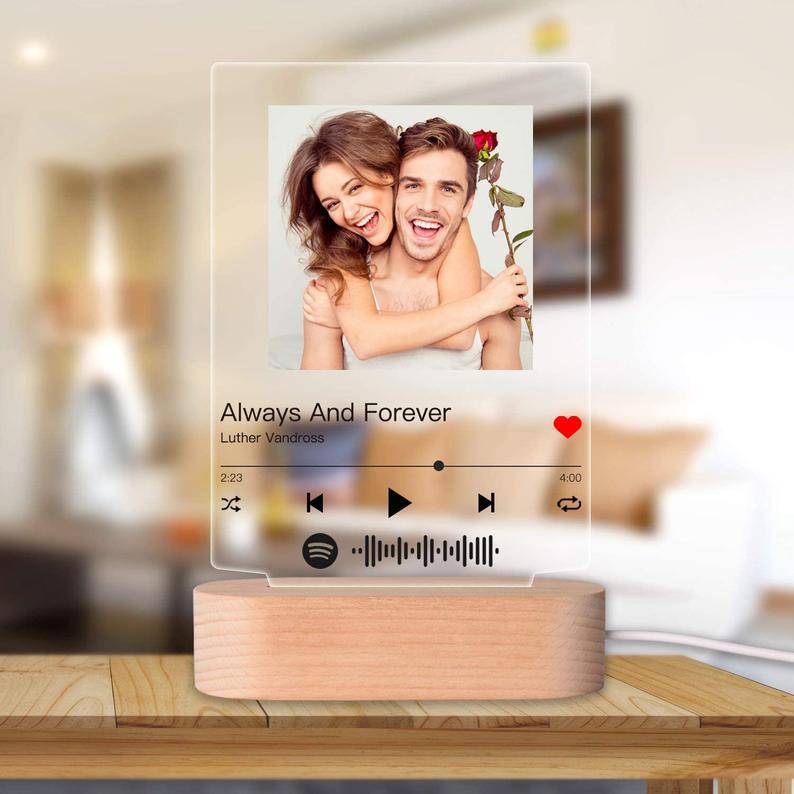 Custom Photo Music Night Light Frame – Personalized Album Cover LED Lamp Gift