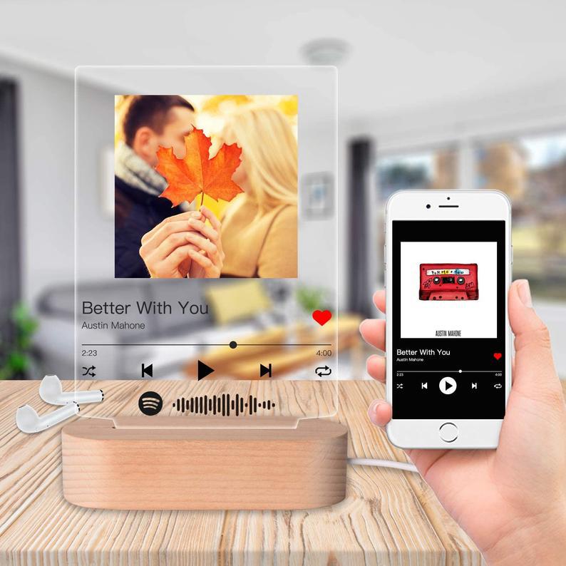 Custom Photo Music Night Light Frame – Personalized Album Cover LED Lamp Gift