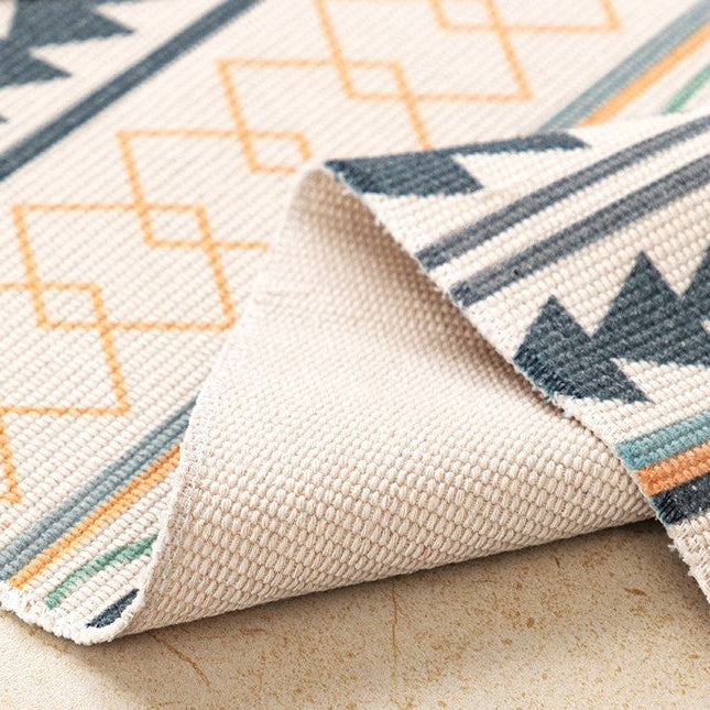 Bohemian Cotton Linen Rug – Long Geometric Hand Woven Floor Runner