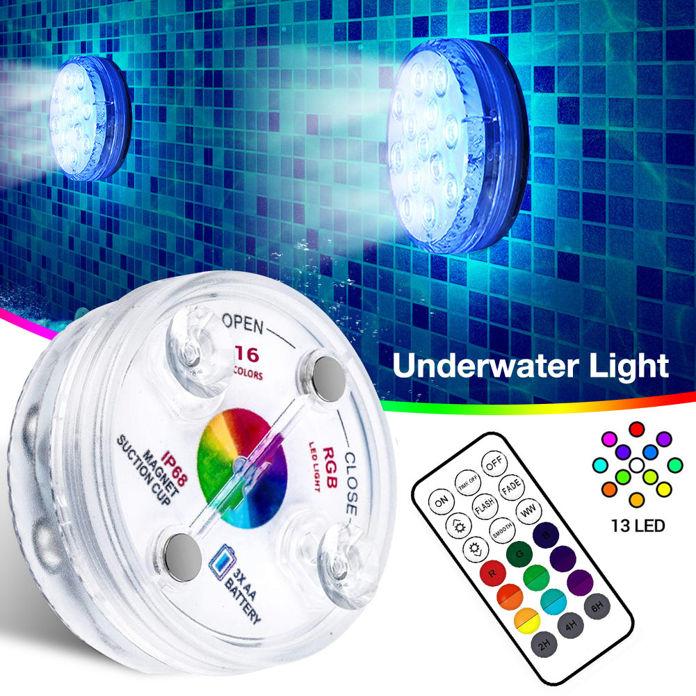 RGB LED Submersible Pool Light – 13 LED Waterproof Underwater Garden Lamp